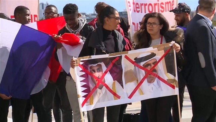 Mass demonstration against Qatar and its Emir in Paris